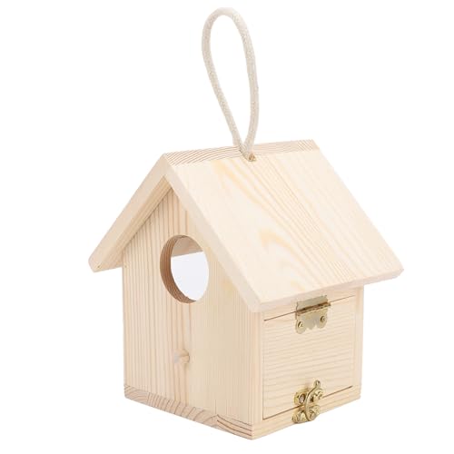 Acouto Außerhalb Holzvogelhaus mit Transparentem Acrylfenster Hängendes Holz Vogelhaus mit Stange für Gartenterrasse und von Haus Holz Vogel Haus aus Vogel von Acouto