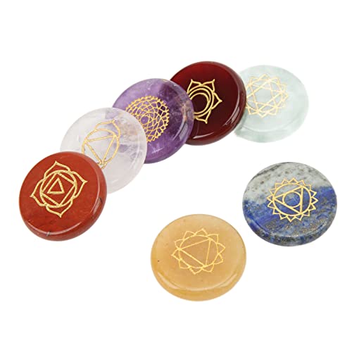 Acouto Chakra -Stein, Energiestein für Spirituelle Praxis, Schutz, Heimdekoration, Amulett, Einzigartiger Kristallset mit Plastikbox, für Kristallsammler, Yoga -Anfänger von Acouto