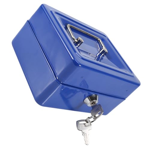 Acouto Feuerfeste Box mit Großer Kapazität Tragbarer Dokumentkasten Metall Safe Storage Box mit 2 Schlüssel für Heimreisekapazitätsartikel. Feuerfeste Boxfile BoxSafe Storage Boxcash Lock (BLUE) von Acouto