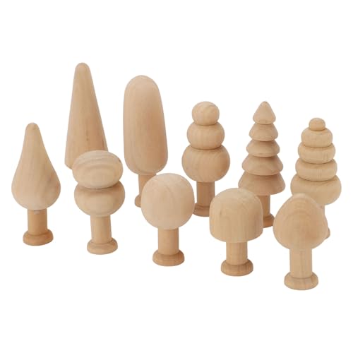 Acouto Holzmalerei Ornamente Unvollendete Holzbäume Leere Ornamente Zum Malen von DIY Bastelbäumen mit Glänzender Oberfläche für Urlaubsdekorationskunstprojekte von Acouto