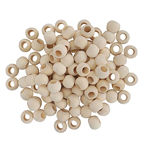 Acouto Holzperlen 100pcs Runde Loch -Halskette -Ballhalter für DIY Schmuckzubehör mit 10 Mm Loch für Armbänder, Halsketten und Kleidungsdekorationen von Acouto