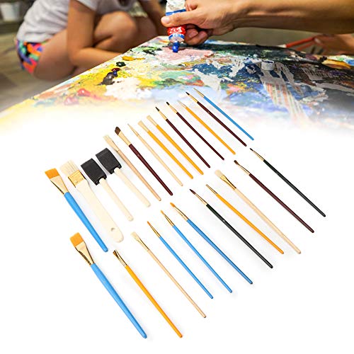 Acouto Pinsel für Gouache-Malerei mit weichen Haaren, 2 aus Schwamm und 23 zum Zeichnen mit Holzgriff (Pinsel Acouto Pinsel für Gouache-Malerei mit weichen Haaren, 2 aus Schwamm und 23 zum Zeichnen mit Holzgriff (Pinsel von Acouto