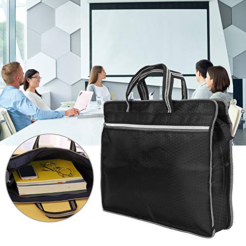 Acouto Tragbare Dokumentenmappe mit Reißverschluss, mit Griff, für Geschäftstreffen, Dokumentenpaket für Profis, Blau (Schwarz) von Acouto