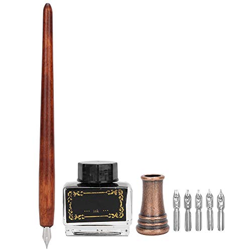 Acouto Vintage Dip Stift, Eleganter Vintage Leichtweight Paint Pen mit Holzstifthalter Zum Zeichnen, Kalligraphie und Schreiben Acouto Vintage Dip Stift, Eleganter Vintage Leichtweight Paint Pen mit Holzstifthalter Zum Zeichnen, Kalligraphie und Schreiben von Acouto