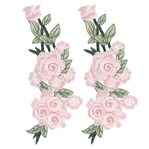Bestickter Aufnäher mit Blumenstickerei, vielseitige Applikationen für Kleidungsstücke, Taschen und Heimdekoration (PINK) von Acouto
