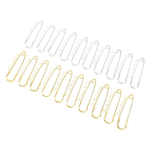 Broschen-Sicherheitsnadeln aus Metall mit Schlaufen, 20 Stück, Robuste Sicherheitsbroschennadeln Zum Dekorieren von Kleidung, Gold- und Silber-Sicherheitsnadeln von Acouto