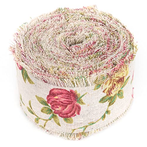 Dekoratives Jute -Band mit Rosendruck, 10 M Länge, Roher Sackleinenspitzengürtel für Hochzeit und Party von Acouto