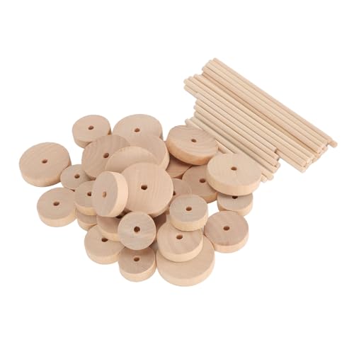 Holzräder DIY Polis Rundrad Holzstücke für DIY Project Malen Dekoration Handwerks Holzräder Holz Rad mit Loch Leere Holzräder Holzrad von Acouto