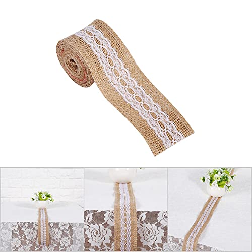 Juteband mit weißer Spitze, Rustic Dekoration für Hochzeitsfeier, 6 Sorten für Besondere Anlässe (4) von Acouto
