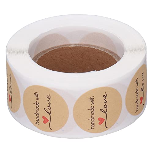 Kraftpapier-Aufkleber, Naturbraun, 1 Rolle mit handgefertigten Kraftpapier-Aufklebern mit einem Liebesdesign, Aufkleber für Schreibwaren, weiches Herz von Acouto