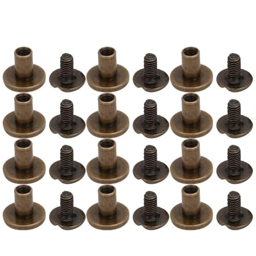 Messing Flat Head Niets Kit Zum Binden von Nieten, 50 Sets, 8 Mm, Lederhandwerk, Taschen, Gürtel, Ideal Zum Ersetzen von Zubehör (Bronze) von Acouto