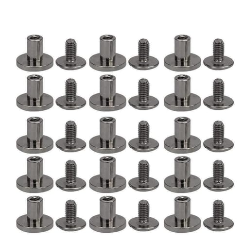 Messing Flat Head Niets Kit Zum Binden von Nieten, 50 Sets, 8 Mm, Lederhandwerk, Taschen, Gürtel, Ideal Zum Ersetzen von Zubehör (Gunmetal) von Acouto