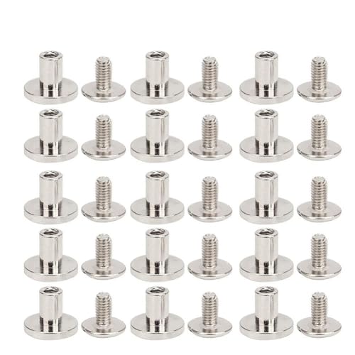 Messing Flat Head Niets Kit Zum Binden von Nieten, 50 Sets, 8 Mm, Lederhandwerk, Taschen, Gürtel, Ideal Zum Ersetzen von Zubehör (SILVER) von Acouto