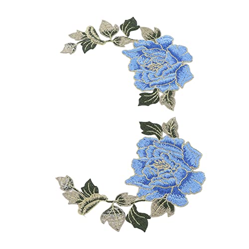 P Blume Stickereiflecken Schöne Blumen Muster Bestickter Applikationseisen auf Flecken für DIY -Kleidung Gelbe Blume Stickereie Patchspatches für Cloditembroidery (BLUE) von Acouto