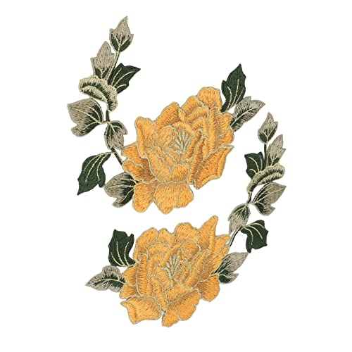 P Blume Stickereiflecken Schöne Blumen Muster Bestickter Applikationseisen auf Flecken für DIY -Kleidung Gelbe Blume Stickereie Patchspatches für Cloditembroidery (YELLOW) von Acouto