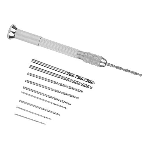 Silber Aluminiumlegierung Handbohrmaschine mit 10 Bohrbits Handbuch Holzbearbeitungswerkzeuge Handbohrer Bohrer Bithand Drilltwisted Drillwoodbearbeitungswerkzeug Strenge Kontrolle Die Die von Acouto