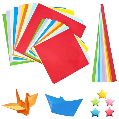 290 Blatt Origami Papier, 20 x 20cm &15 x 15cm Buntes Papier Faltpapier, 24 x 1cm Origami Sterne Papierstreifen（10 Farben） von Acrebow