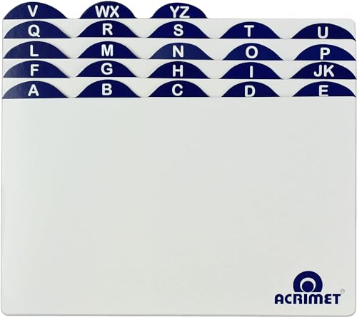 Acrimet A-Z Registerkarten für 6" x 9" Kartenhalter (Weiße Karten mit Blauen Registerlaschen) von Acrimet