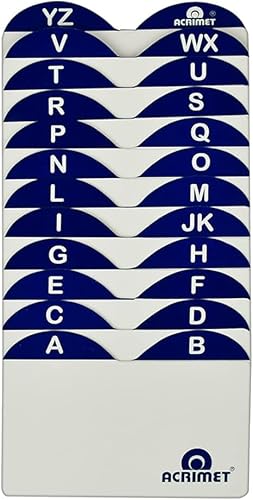 Acrimet A-Z Registerkarten für den Visitenkartenhalter (Weiße Karten mit Blauen Registerlaschen) von Acrimet