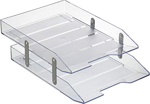 Acrimet Briefablage A4, zusammenklappbar, beweglich, Zwei Fächer, Kunststoff Schreibtischablage (transparent) von Acrimet