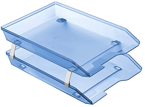 Acrimet Facility 2 Ebenen Briefablage Frontlader, Letter Tray/A4, Desktop Datei Organizer, Kunststoff (Blau Transparent) von Acrimet