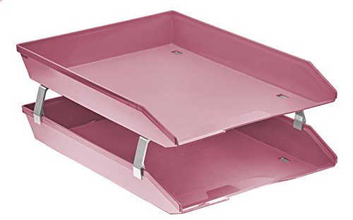 Acrimet Facility 2 Ebenen Briefablage Frontlader, Letter Tray/A4, Desktop Datei Organizer, Kunststoff (Rosa) von Acrimet
