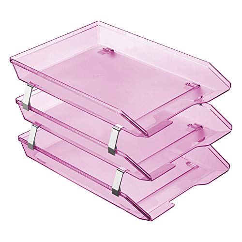 Acrimet Facility 3 Ebenen Briefablage Vorderladung, Letter Tray/A4, Desktop Datei Organizer, Kunststoff (Kristall Rosa Farbe) von Acrimet
