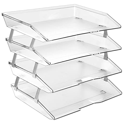 Acrimet Facility 4 Ebenen Briefablage Seiteneinschub, Letter Tray/A4, Desktop Datei Organizer, Kunststoff (Trasparent Kristall) von Acrimet