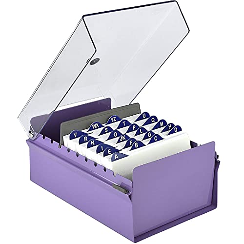 Acrimet 4" x 6" Karteikartenhalter Organizer mit Metallbasis, Robust (Inklusive AZ-Indexkarten und einem Kunststoff-Trenner) (Lila mit klarer Kunststoffdeckelabdeckung) Acrimet 4" x 6" Karteikartenhalter Organizer mit Metallbasis, Robust (Inklusive AZ-Indexkarten und einem Kunststoff-Trenner) (Lila mit klarer Kunststoffdeckelabdeckung) von Acrimet