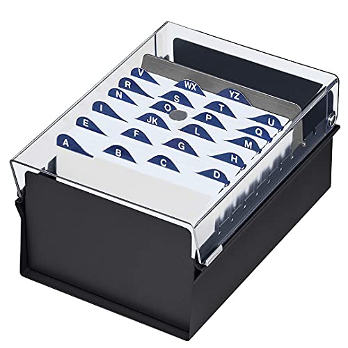 Acrimet 4" x 6" Karteikartenhalter Organizer mit Metallbasis, Robust (Inklusive AZ-Indexkarten und einem Kunststoff-Trenner) (Schwarze mit klarer Kunststoffdeckelabdeckung) Acrimet 4" x 6" Karteikartenhalter Organizer mit Metallbasis, Robust (Inklusive AZ-Indexkarten und einem Kunststoff-Trenner) (Schwarze mit klarer Kunststoffdeckelabdeckung) von Acrimet