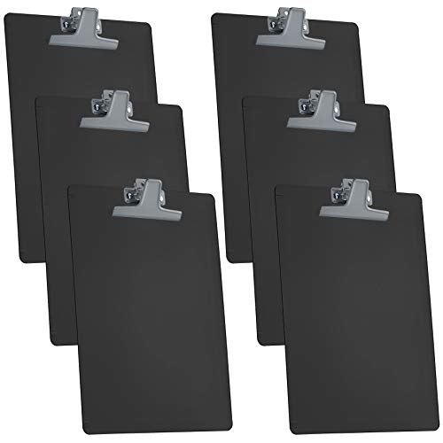 Acrimet Klemmbrett A4 (34 cm x 24 cm) Premium Metallklammer mit Linealen seitlich (Plastik) (Schwarz Farben) (6er-Pack) von Acrimet