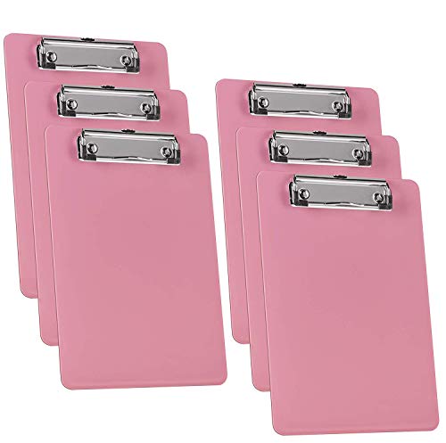 Acrimet Klemmbrett Memo (23.5 cm x 16 cm) Flacher Metallklammer (Plastik) (Rosa Farbe) (6er-Pack) von Acrimet