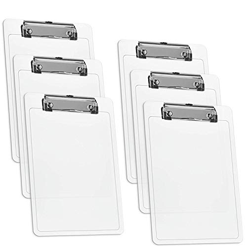 Acrimet Klemmbrett Memo (23.5 cm x 16 cm) Flacher Metallklammer (Plastik) (Transparent Farbe) (6er-Pack) von Acrimet