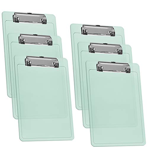 Acrimet Klemmbrett Memo-Größe A5 (23,5 cm x 16 cm) Niedrigprofil-Clip (Kunststoff) (Transparente grüne Farbe) (6er-Pack) von Acrimet