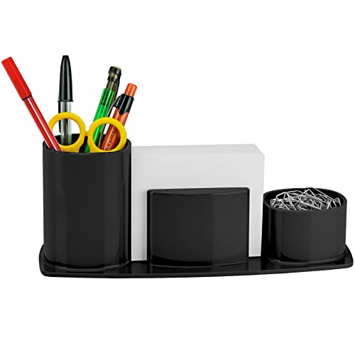 Acrimet Millennium Schreibtisch-Organizer für Bleistifte, Büroklammer, Becherhalter (Kunststoff) (mit Papier)(schwarz) von Acrimet