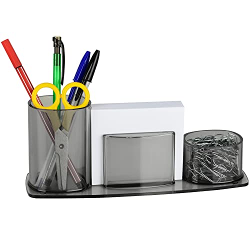 Acrimet Millennium Schreibtisch-Organizer für Bleistifte, Büroklammer, Becherhalter (Kunststoff) (mit Papier) (rauchfarben) von Acrimet