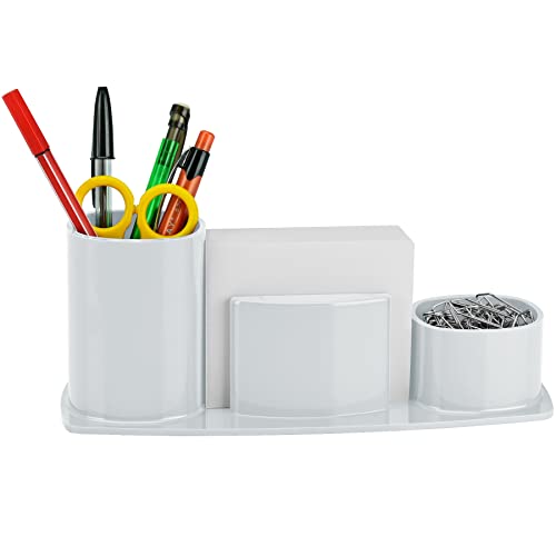 Acrimet Millennium Schreibtisch-Organizer für Bleistifte, Büroklammer, Becherhalter (Kunststoff) (mit Papier) (weiß) von Acrimet