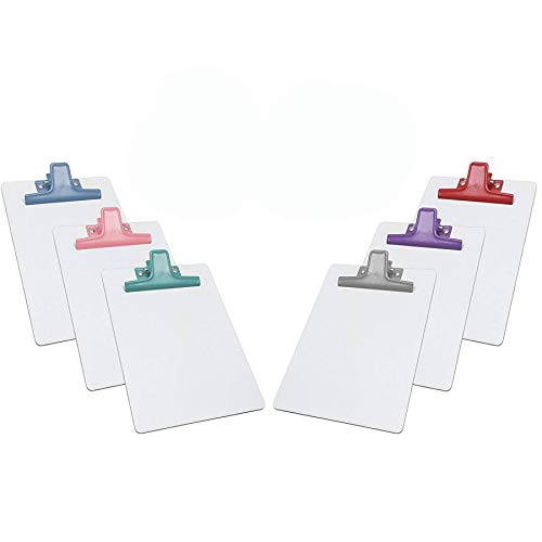 Acrimet weißes Klemmbrett im Memo-Format A5 (23,01 cm x 16,03 cm) mit Premium-Metallclip (Hartfaserplatte) (Clip in verschiedenen Farben) (6er-Pack) von Acrimet
