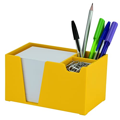 Acrimet Schreibtischorganizer für Notizblätter, Stifte und Büroklammern (gelb) (Notizblätter enthalten) von Acrimet