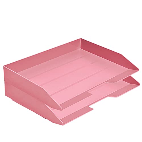 Acrimet Stapelbare Briefablage im Querformat, Büro-Organizer für Papier und Dokumente im A4-Format, Robuster Kunststoff (Farbe Rosa) (2 Stück) von Acrimet