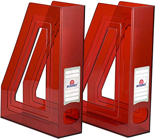 Acrimet Stehsammler Zeitschriftensammler Organizer (Kunststoff) (Transparent Rote Farbe) (2 Stück) von Acrimet