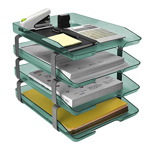 Acrimet Traditionelle Briefablage, 4 Ebenen, Frontlade, Kunststoff Schreibtisch Dateiorganisation (Transparent Grün Farbe) von Acrimet