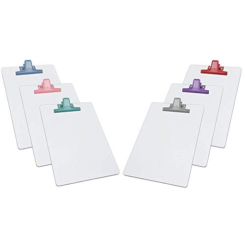 Acrimet Weißes Klemmbrett im A4 Format (33cm x 23cm) Premium Metallclip (Hartfaserplatte) (Sortiert Clip) (6er-Pack) von Acrimet