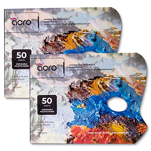 Acro Color Einweg-Paletten-Papierblock für Öl, Acryl, Aquarelle, Gouache, 50 Blatt, 22,9 x 30,5 cm, 80 g/m², auslaufsicher, weiße Farbmischblätter, ein Muss für Anfänger und professionelle Künstler, 2 Acro Color Einweg-Paletten-Papierblock für Öl, Acryl, Aquarelle, Gouache, 50 Blatt, 22,9 x 30,5 cm, 80 g/m², auslaufsicher, weiße Farbmischblätter, ein Muss für Anfänger und professionelle Künstler, 2 von Acro Color