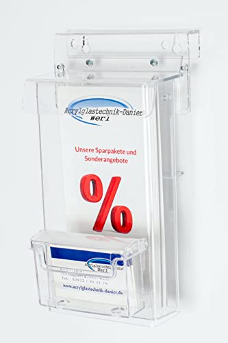 Flyerbox Prospektbox mit Visitenkartenbox wetterfest DIN LANG,1/3A4 von Acrylglastechnik Danier
