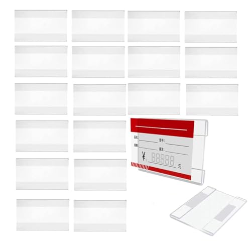 20 Stück Acryl-Etikettenhalter, 8 x 5 cm Transparenter Klebeetikettenhalter, Etikettenhalter, für Supermarkt, Buchhandlung, Schule von Acrylic