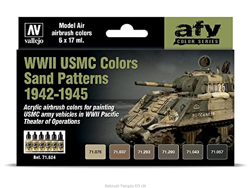 Acrylicos Vallejo 071624 Farb-Set, WWII USMC Sand Tarnung Modellbau, braun von Vallejo