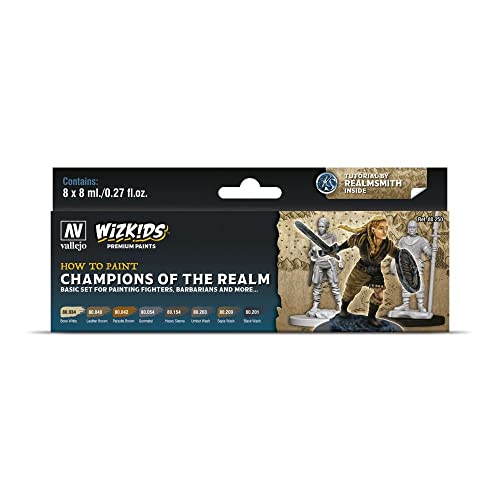 Acrylicos Vallejo 080250 Farb-Set, WizKids Champions of The Realm, 8 x 8 ml Modellbau, verschieden, 1 Count (Pack of 1) von Vallejo