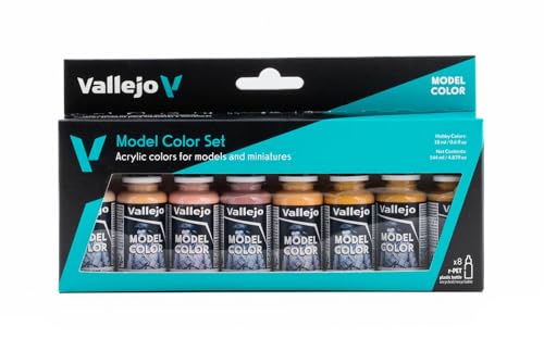 Acrylicos Vallejo 70124 Farbset, Gesichts-und Hauttöne, 8x17 ml, braun, 17 ml (8er Pack) von Vallejo