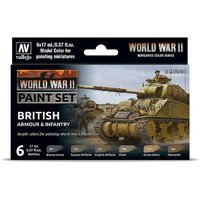 Farb-Set, Britische Panzerung und Infanterie, WWII (6x17ml) von Acrylicos Vallejo